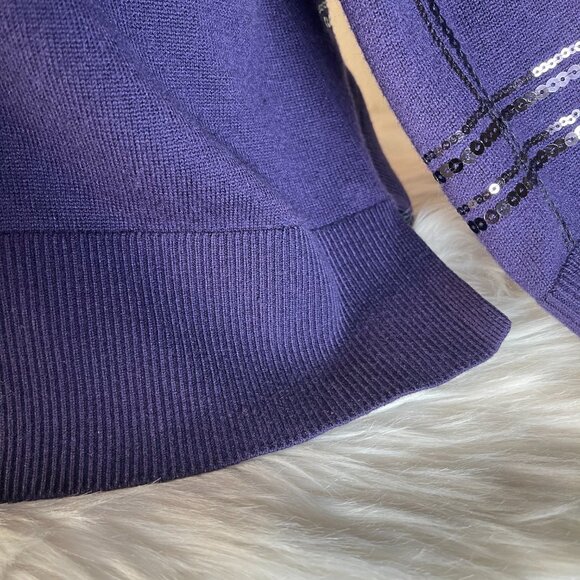 Chico's -Beautiful, Elegant, Chic Purple Sequined Embellished Sweater - Picture 9 of 14